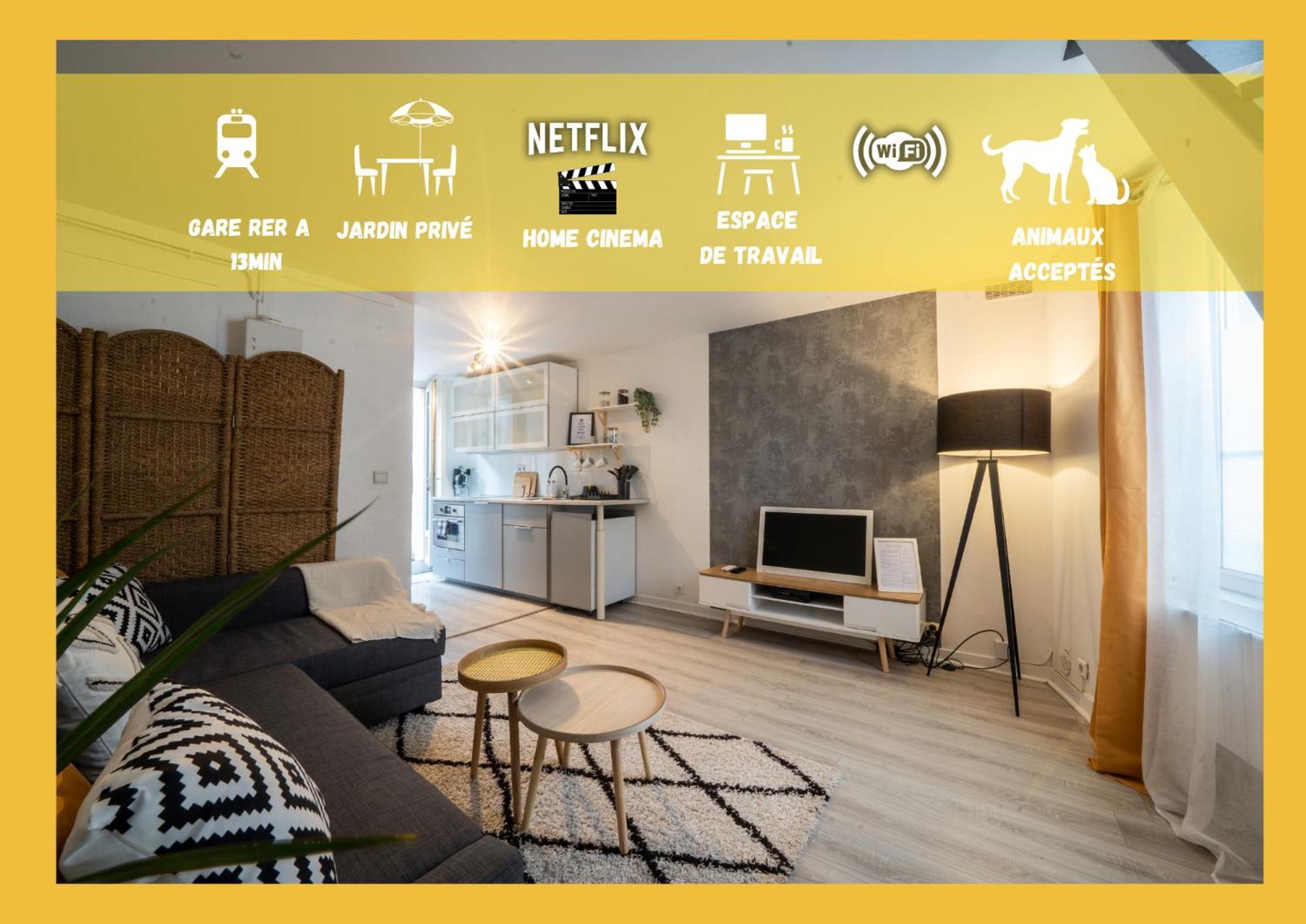 Josephine Cosy - Centre Ville-pets Friendly - Cinema Netflix - Jardin Prive Apartment Rueil-Malmaison
